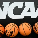 Basketball court with police investigation symbols representing NBA gambling scandal