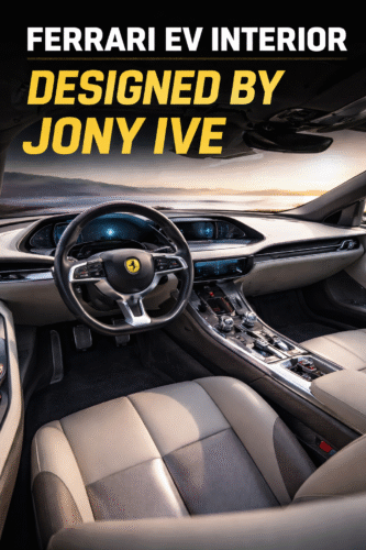 > Ferrari EV interior designed by Jony Ive – minimalist luxury and driver-focused controls