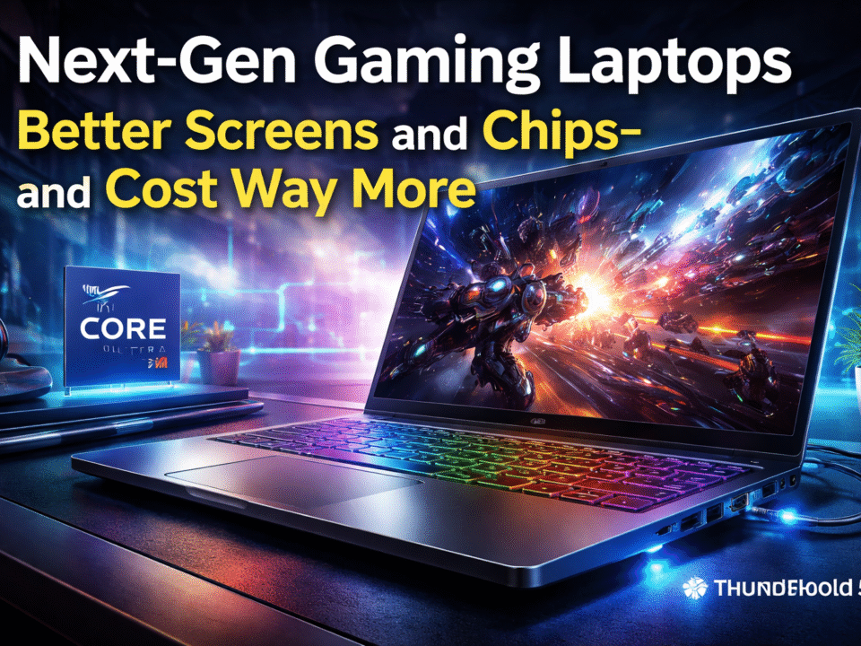 Next-generation gaming laptop with high-refresh-rate screen, Intel Core Ultra chip, and Thunderbolt 5 ports